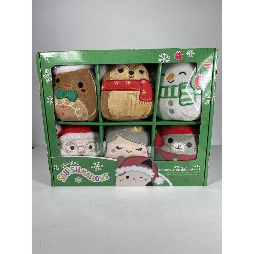 SQUISHMALLOWS 4” 2022 Christmas Winter Holiday Plush Ornament Set 6 Pack NEW